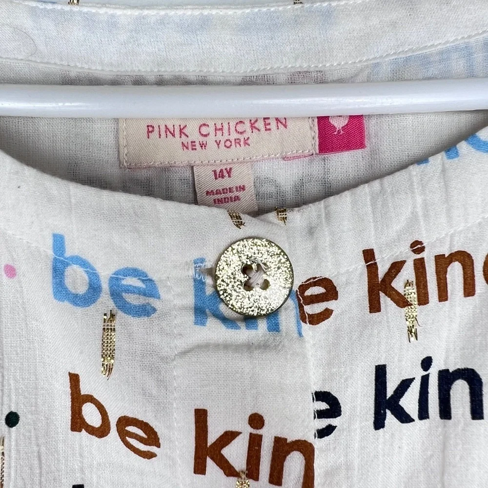 Pink Chicken New York Be Kind Button Up Blouse Top Shirt 14